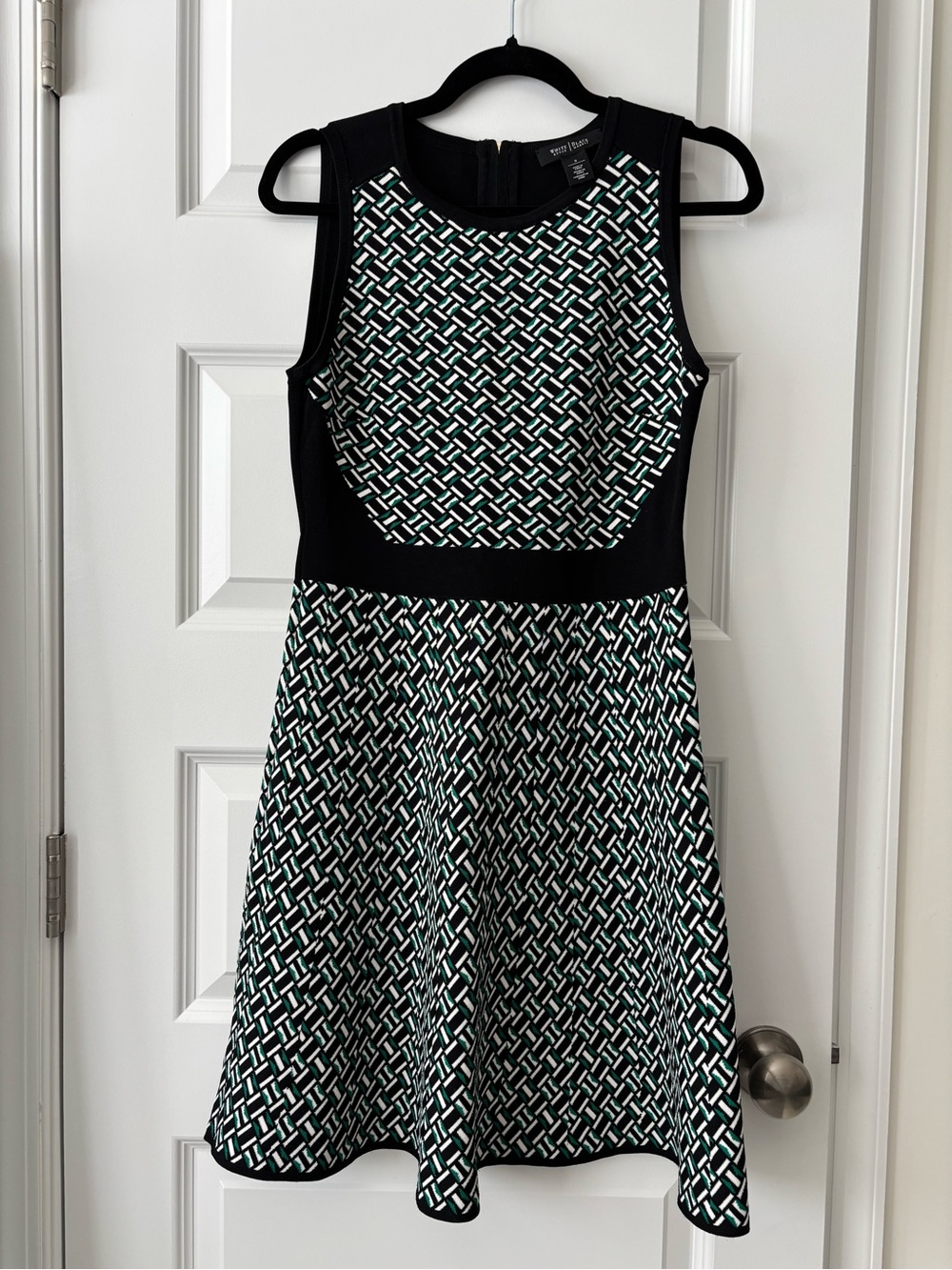 White House Black Market Geometric Fit & Flare Knit Mini Dress S